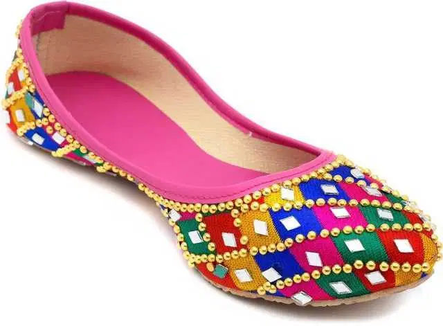 Women Fabric Ethnic Jutis (Pink, 5) (SD-723)