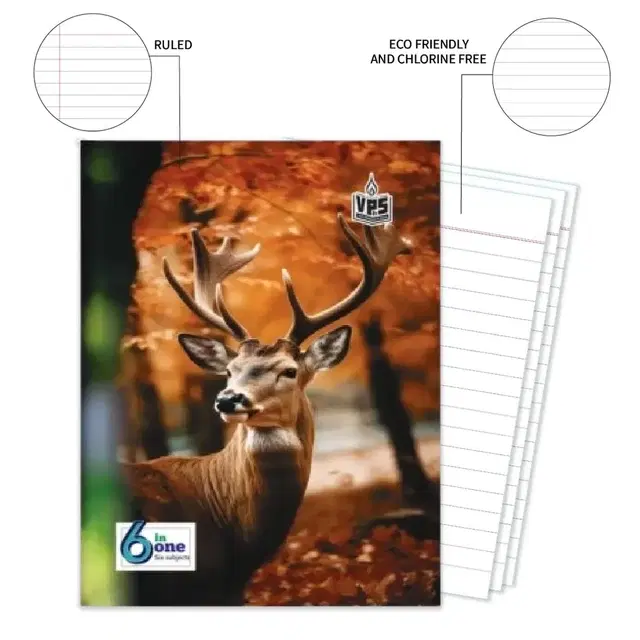 VPS A4 Spiral Notebook 6 in 1, 300 Pages, Pack of 1