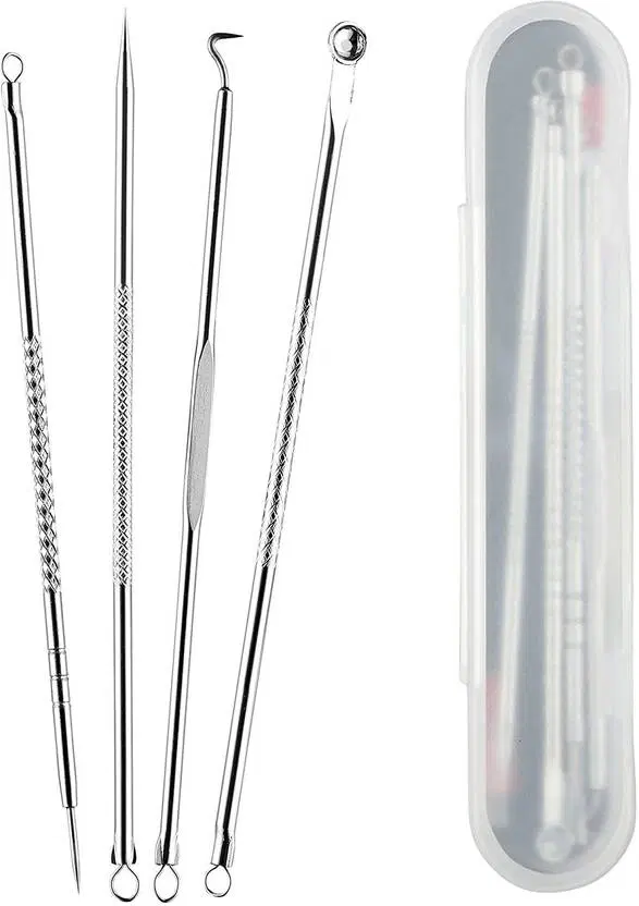 4-Piece Blackhead & Acne Removal Needle Kit For Blemish, Pimple, and Pore Cleaning