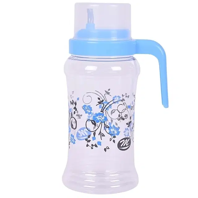 Plastic Oil Dispenser Bottle with Measuring Cup, Blue, 1000 ml