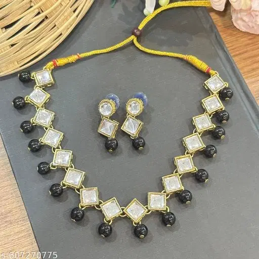 Kundan Necklace  for Women & Girls, Black