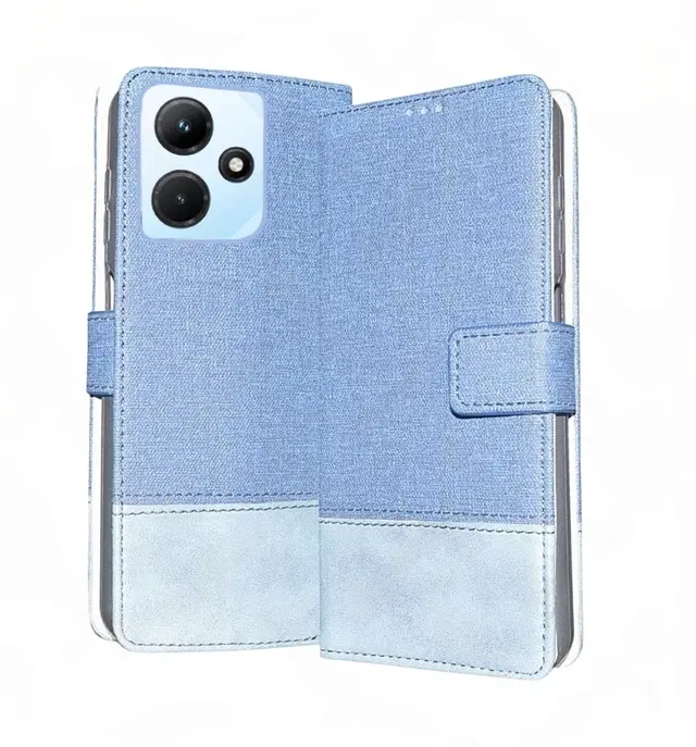 Artificial Leather Mobile Flip Cover for Infinix X669C / Hot 30I, Blue