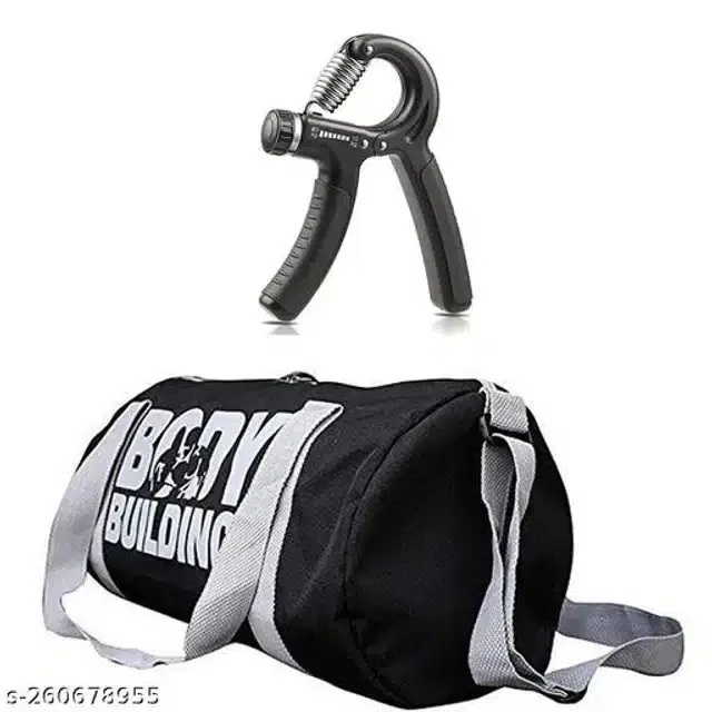 Combo of Gym Bag with Hand Gripper, Multicolor, Set of 2
