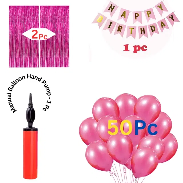 Happy Birthday Banner with 50 Pcs Balloons & Air Pump, Multicolor, Set of 1