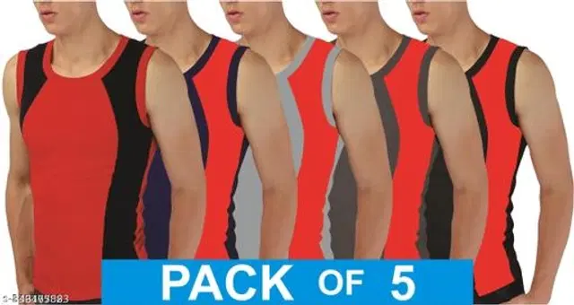Cotton Vests for Men, Pack of 5 (Multicolor, S)