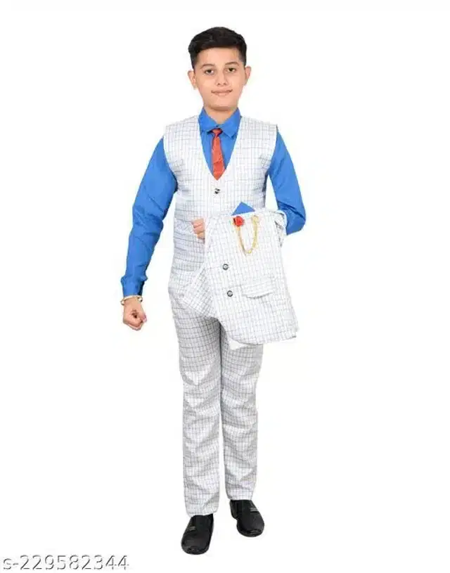 5 Pcs Coat Pant Set for Boys (Multicolor, 6-7 Years)