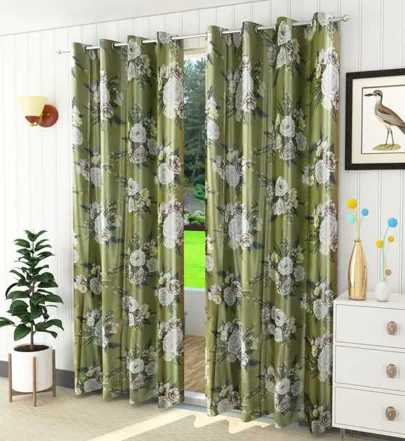 Homefab Polyester Curtains, Green, 5 Feet, HF-197