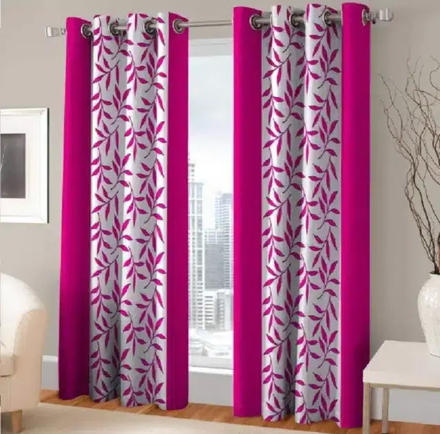 Window Curtains, Pack of 2, Pink, 5 feet
