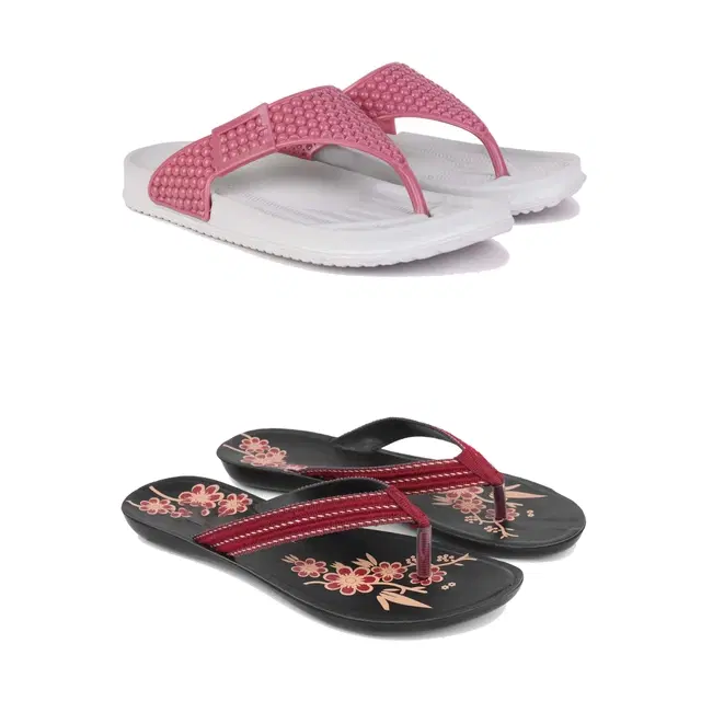 Slippers for Women, Pack of 2 (Multicolor, 7)