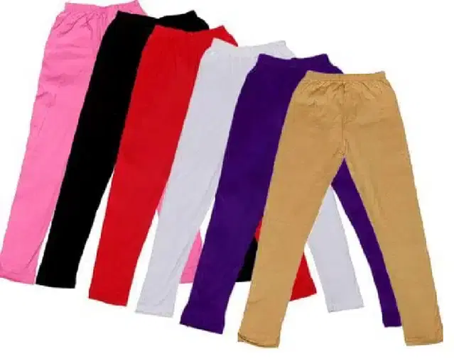 Soft & Comfortable Leggings for Girls, Pack of 6 (Multicolor, 3-4 Years)