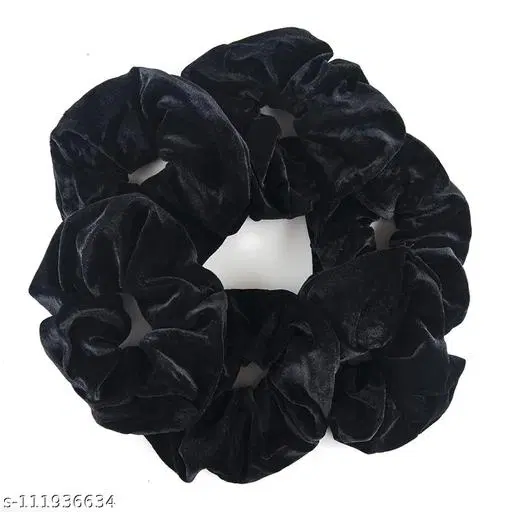Rubber Band & Scrunchies for Women (Black, 3 Pcs)