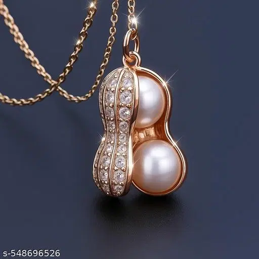 Trendy Pearl Peanut Pendant Necklace Chain for Women & Girls
