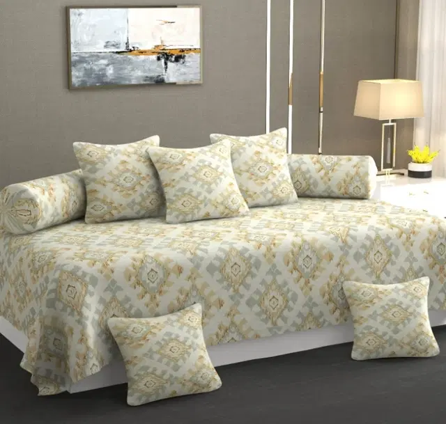 Cotton Printed Diwan Covers Set, 60x90 Inches, Multicolor, Set of 8