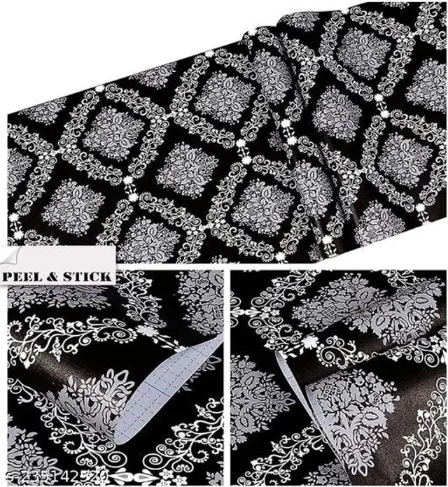 Bliss Vinyl Wallpaper for Home, Black, 45x250 cm