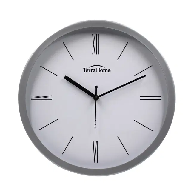 TerraHome Sweep Silent Paper Dial Wall Clock 12in Elegant Roman White