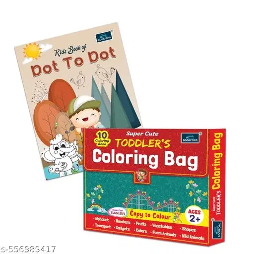 Super Cute Toddlers Coloring Bag, Kids Book of Dot to Dot, Set of 2