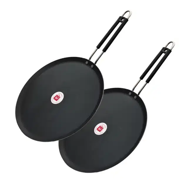 Induction Base Tawa, Pack of 2, Black, 25 cm