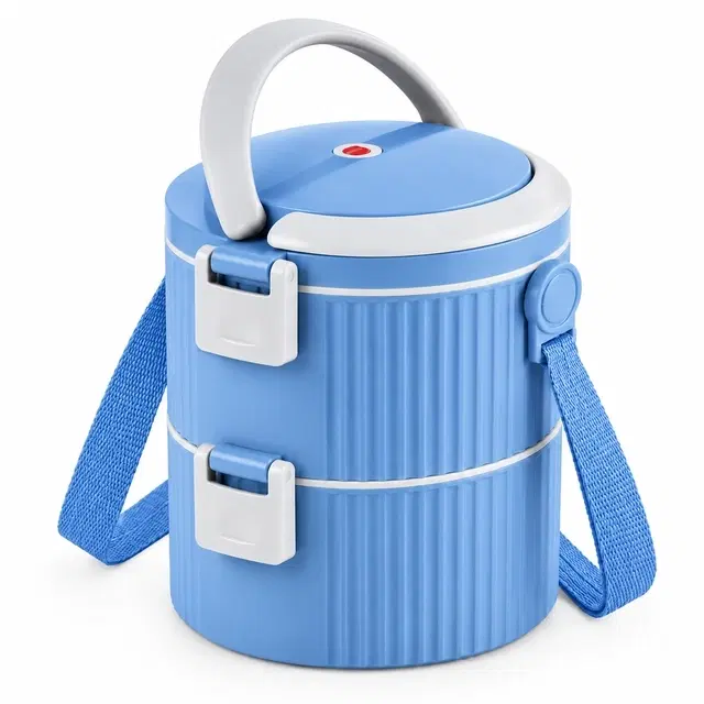 Cello Duplex, Blue | Insulated Carrier | Keeps Meals Warm | Easy-Grip Handle