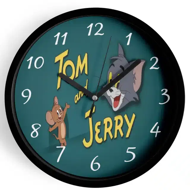 Analog Tom & Jerry Wall Clock for Home, Black, 7 Inches
