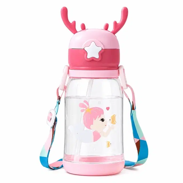 Plastic Sipper Bottle for Kids, 370 ml, Assorted
