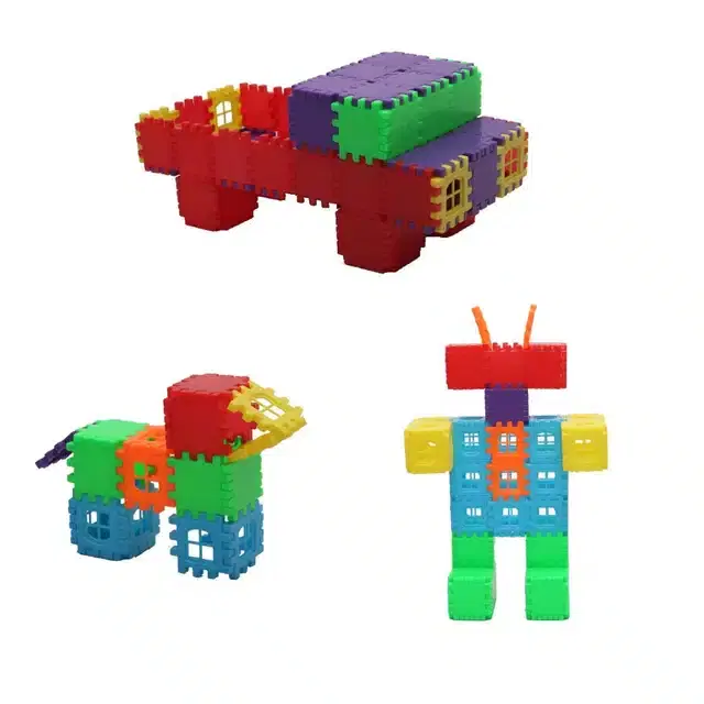 Plastic Educational Big House 92 Pcs Building Blocks Toy Set for Kids, Multicolor