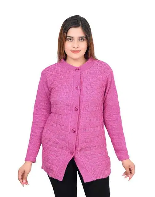 Dreambuy Beautiful Women Woolen Sweater (Magenta, L) (S1)
