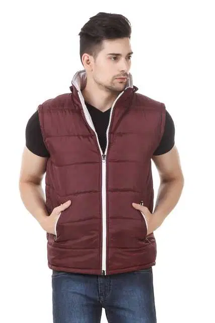 Men's Sleeveless Jackets (Maroon, M) (Rb020)