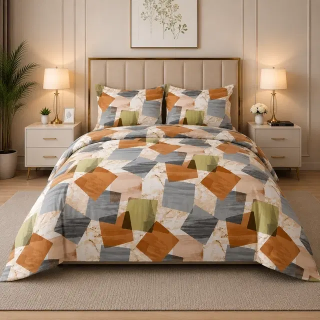 SimpleHome Microfiber Queen Bedsheet Abstract Grey 88x96inch
