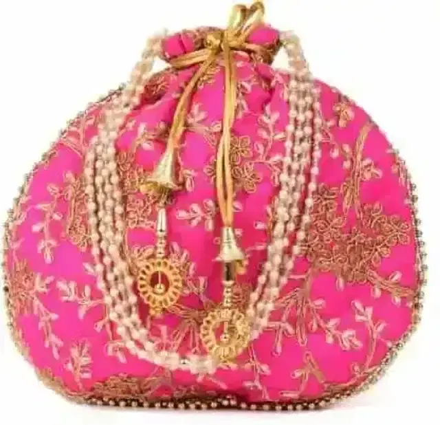 Ethnic Style Designer Partywear Potli for Women, Pink