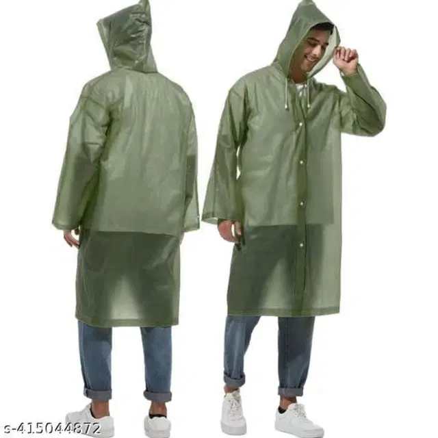 Polyester Rain Coat for Men & Women, Bottle Green, Free Size, Pack of 1