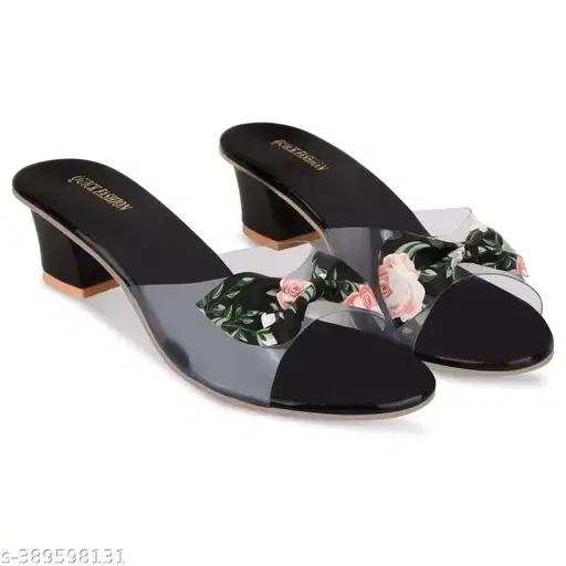 Shipee Women Heel Flower, Black (7)