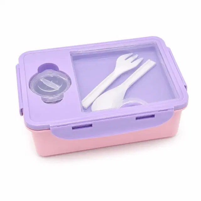 Lunch Box With Spoon & Fork Assorted Any 1 Colour