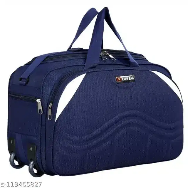 Polyester Trolley Duffel Bag for Men & Women, Navy Blue