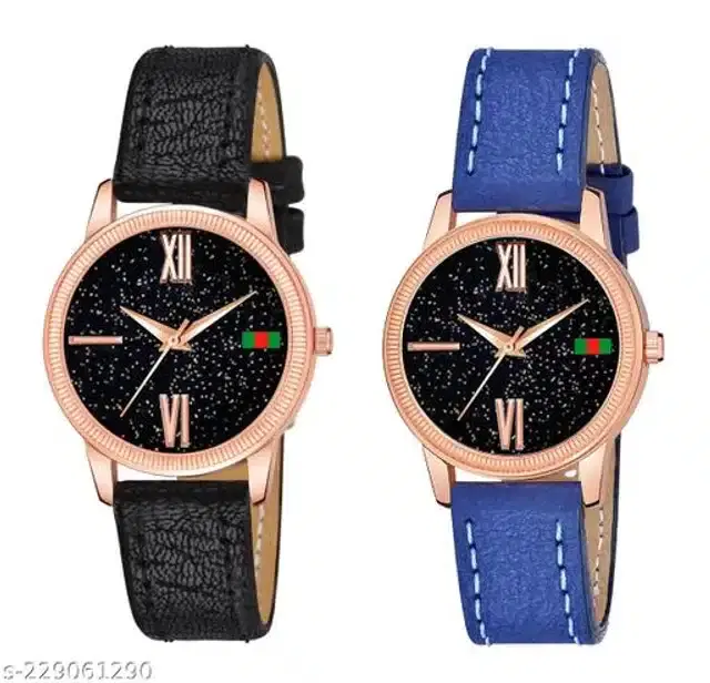 Analog Watch for Women, Pack of 2 (Multicolor)