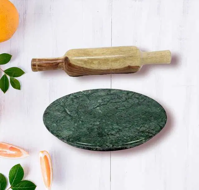 Marble Roti Maker Chakla Belan, Pack of 2, Green, RF-008