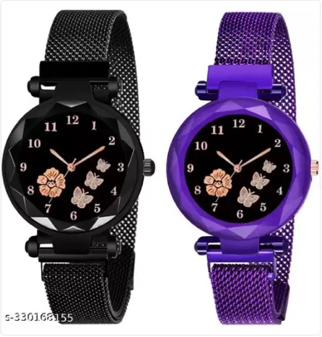 Analog Watch for Women & Girls, Pack of 2 (Multicolor)