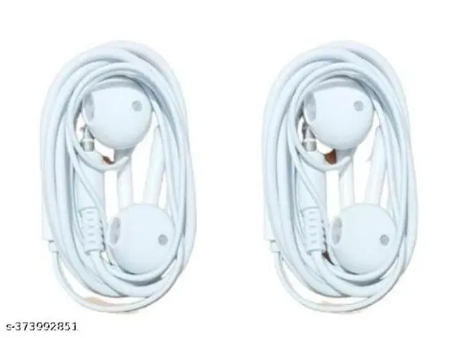 Premium 3.5 mm Jack Wired Earphones, White, Pack of 2