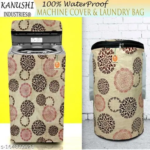KANUSHI Industries® 100% Waterproof & Dustproof Top Load Fully Automatic Washing Machine Cover( Suitable For 6 Kg, 6.5 kg, 7 kg, 7.5 kg)+ 1 Pc Designer Laundry Bag(WASHING-FULLY+LB-NW-NEW-10)