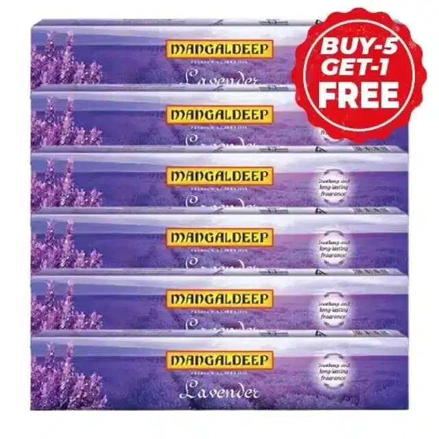 Mangaldeep Lavender Agarbatti 12 Sticks + Free Matchbox Inside (Buy 5 Get 1 Free)