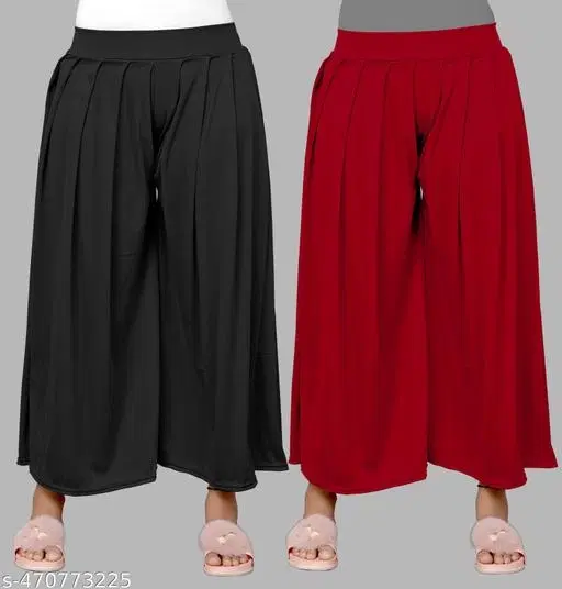 Palazzos for Women, Pack of 2 (Red, S)