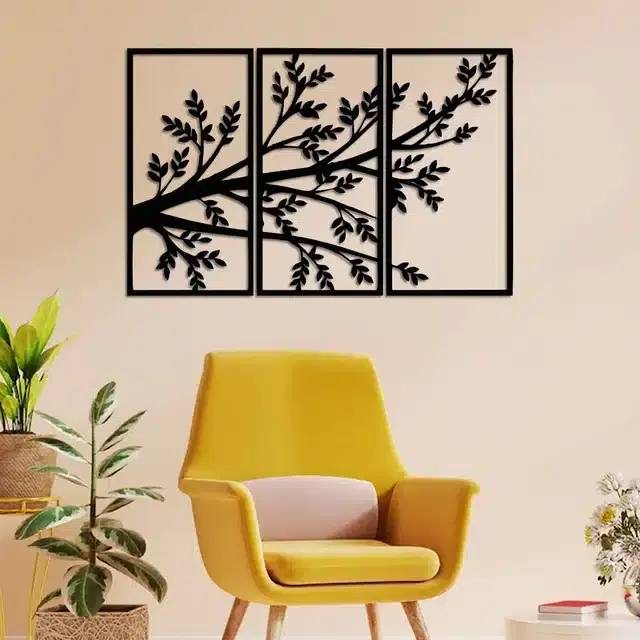 Wooden Self Adhesive Wall Sticker, Black