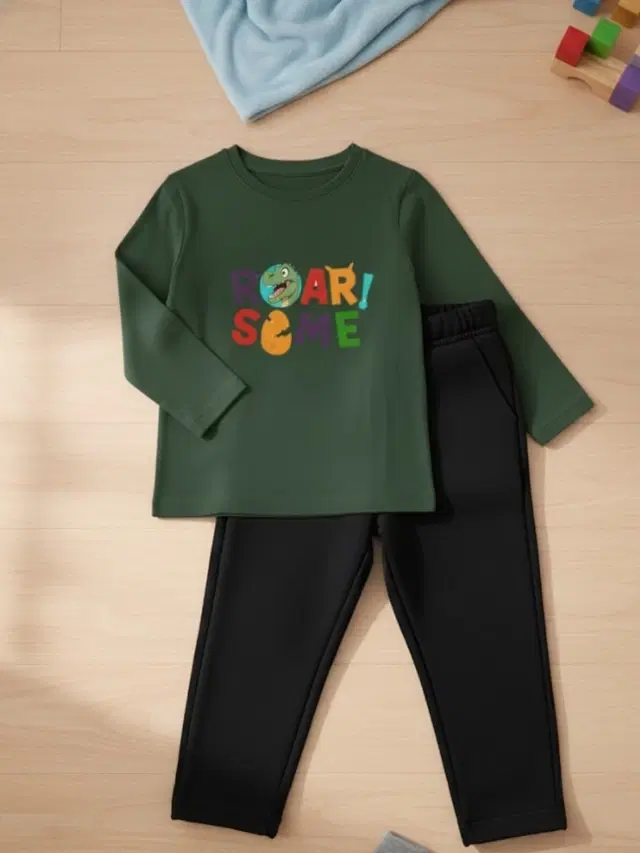 Cotton Solid Clothing Set For Boys, Multicolour (5-6 Years)