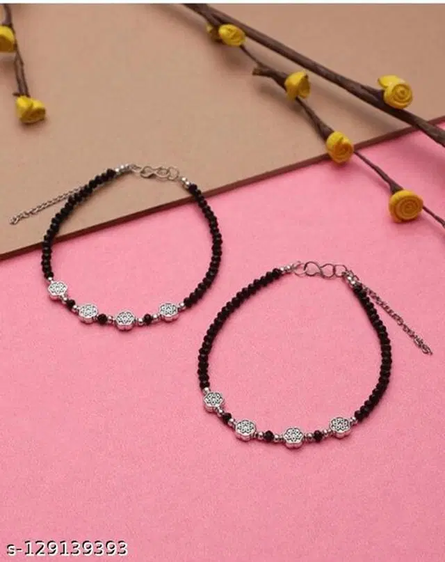 Alloy Anklets for Women, Pack of 2 (Multicolor)