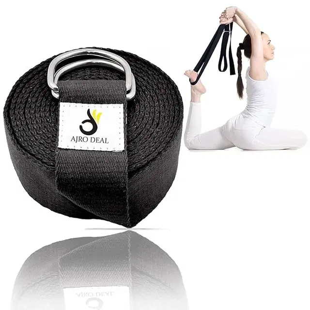 Yoga Strap with D-Ring Stretching Belt ,(Black)