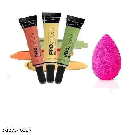 HD Pro LA Concealer, Liquid Spot Corrector And Contour Beauty Pack Of 3 [Orange,Yellow,Green] Concealer