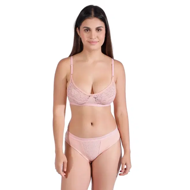 Proleaf Spun Snicker Non Padded Lingerie set for women, Light Pink, Pack of 1 (36 A)
