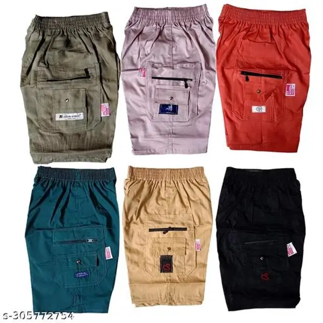 Cotton Blend Shorts for Boys, Pack of 6 (Multicolor, 5-6 Years)