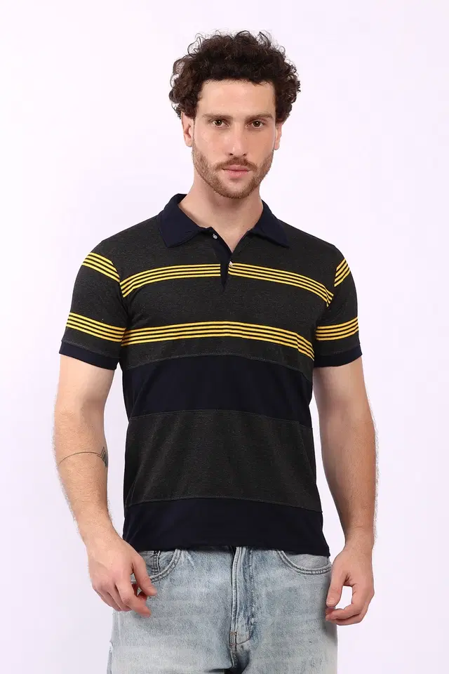 Colorblocked Polo T-Shirt for Men, Multicolor (XXL)
