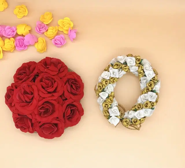 Artificial Flower Reusable Handcrafted Gajra for Women, Pack of 2 (Multicolor)