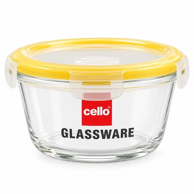 Cello Round Container Fit N Fresh Clip O Round Glass Storage Container, 240 ml | Pack Of 1 | Clip-Lock Airtight Lid | Microwave, Fridge & Dishwasher Safe | Leak-Proof Food Storage For Kitchen & Fridge